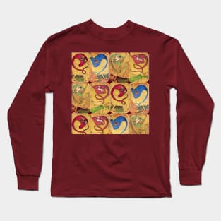 Medieval German Court Cards With Colorful Flags /Dogs,Deers,Falcons,Ducks  Edit Long Sleeve T-Shirt